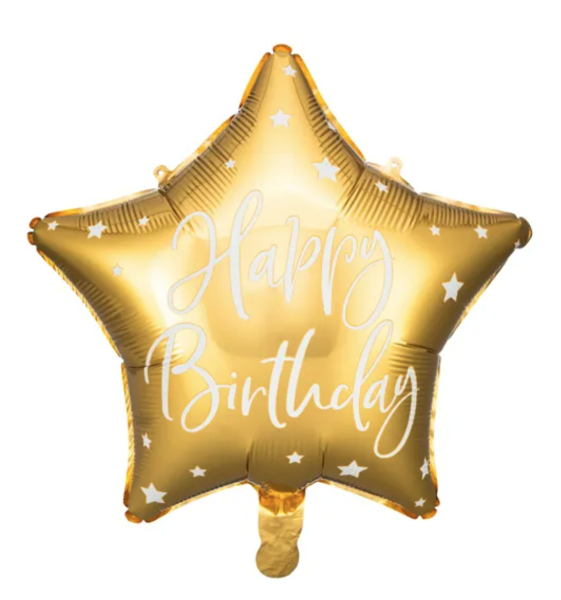 Folienballon Stern - Happy Birthday: gold - ø 40cm